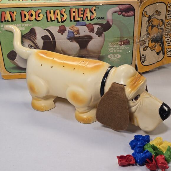 My Dog Has Fleas 1979 Basset Hound Kids Toddler Family Game Box Near Complete - Picture 4 of 12